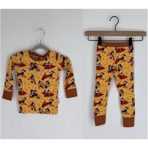 Bamboo Bliss Mickey Mouse Fall Pumpkin Long Sleeve Pajama Toddler Size 18-24M